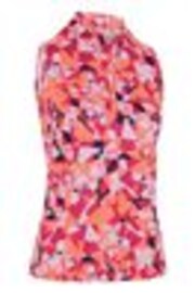 Callaway Apparel Geometric Floral Print Sleeveless Polo Shirt - Image 1 of 1