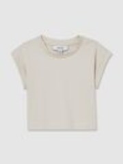 Reiss Taupe Terry 9-13 yrs Cotton-Jersey Cropped T-Shirt - Image 1 of 1