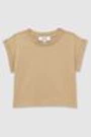 Reiss Camel Terry 9-13 yrs Cotton-Jersey Cropped T-Shirt - Image 1 of 1
