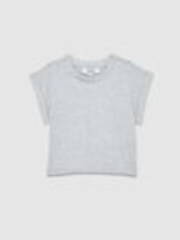 Reiss Grey Terry 9-13 yrs Cotton-Jersey Cropped T-Shirt - Image 1 of 1