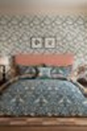 Morris & Co Webbs Blue 100% Cotton Bird Duvet Cover and Pillowcase Set - Image 1 of 1