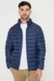 Threadbare Blue Showerproof Matte Finish Padded Funnel Neck Jacket - Image 1 of 1
