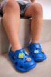 Blue Happy Face Moulded Closed Toe Touch Fastening Clogs - Image 1 of 1