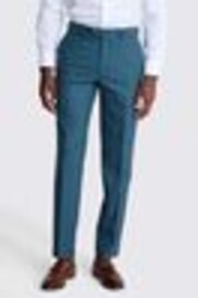 MOSS Blue Tailored Fit Teal Flannel Trousers - Image 1 of 1