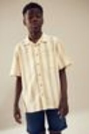 Yellow Stripe Short Sleeves Revere Collar Texture Stripe Shirt (3-16yrs) - Image 1 of 1