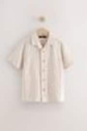 Ecru Stripe Short Sleeves Revere Collar Texture Stripe Shirt (3-16yrs) - Image 1 of 1