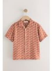 Brown/Orange Short Sleeve Printed Shirt (3-16yrs) - Image 1 of 1