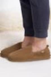 Totes Brown Mens Isotoner Real Suede Full Back Slippers - Image 1 of 1