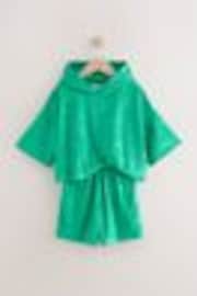 Green Flower Towelling Beach Co-Ord Hoodie And Shorts Set (3-16yrs) - Image 1 of 1