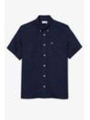 Синий с хромированной отделкой - Lacoste Regular Fit Short Sleeved Linen Shirt - Изображение 1 из 1