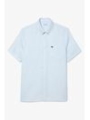 Синий - Lacoste Regular Fit Short Sleeved Linen Shirt - Изображение 1 из 1