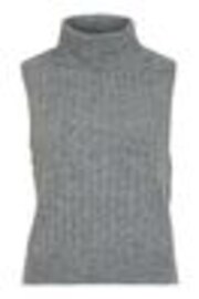 VILA Grey Rollneck Short Sleeve Ribbed Knit Vest - Image 1 of 1