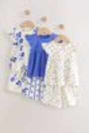 Blau - Rüschen-Pyjamas mit floralem Print aus 100 % Baumwolle, 3er-Pack (9 Monate bis 8 Jahre) - Bild 1 von 1