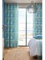Green/Blue Blurred Abstract Printed Velvet Eyelet Lined Curtains - Image 1 of 1