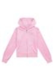 Juicy Couture Pink/Rust Diamanté Zip Through Hoodie - Image 1 of 1