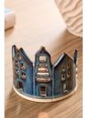 Blue Ceramic House Scene Tea Light Holder - Image 1 of 1