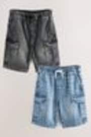 Grey/Mid Blue - 100% Cotton Denim Cargo Shorts 2 Pack (3-16yrs) - Slika 1 iz 1