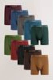 Rich Purple/Green/Orange Colour 10 pack Sports Longer Length A-Front Boxers - Image 1 of 1
