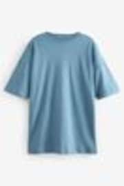Back Graphic Tonal Blue Heron Print 100% Cotton Relaxed Fit Heavyweight Longline Crew Neck T-Shirt - Image 1 of 1
