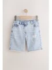 Light Blue Distressed Denim 100% Cotton Shorts (3-16yrs) - Image 1 of 1