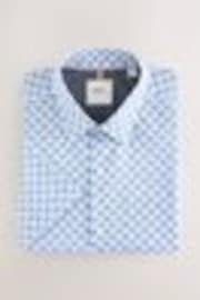 Blue Fan Print Easy Iron With Button Down Collar Short Sleeve Oxford Shirt - Image 1 of 1