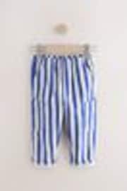 Blue/White Stripe Side Pocket 100% Cotton Pull On Trousers (3mths-7yrs) - Image 1 of 1