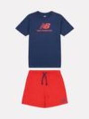 New Balance Red Kids The System Graphic 100% Cotton T-Shirt And Shorts Set - Image 1 of 1