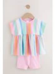 Rainbow Stripe Short Sleeve Peplum Top and Cycle Shorts Set (3mths-7yrs) - Image 1 of 1