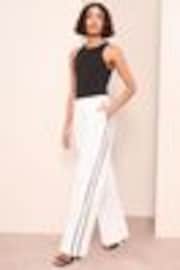 Friends Like These Ivory Petite Wide Leg Tailored Side Stripe Trousers - Image 1 of 1