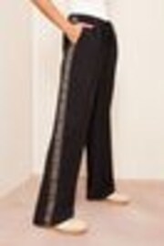Friends Like These Black Petite Wide Leg Tailored Side Stripe Trousers - Image 1 of 1