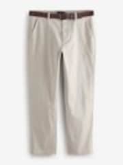 Light Stone Straight Fit Belted Soft Touch Chino Trousers - Image 1 of 1