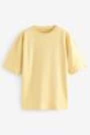 Buttermilk Yellow 100% Cotton Relaxed Fit Heavyweight Longline Crew Neck T-Shirt - Image 1 of 1