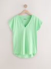 Aqua Green V-Neck Cap Sleeve T-Shirt - Image 1 of 1