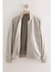Neutral Smart Cotton Linen Blend Stripe Bomber Jacket - Image 1 of 1
