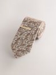 Gold Paisley Tie With Tie Clip - Image 1 of 1