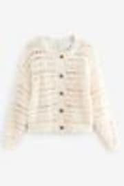 White Ecru 100% Cotton Stitch Knitted Cardigan - Image 1 of 1