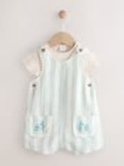 Mint Green Stripe Baby Short Sleeve Bodysuit and Dungarees Set (0mths-2yrs) - Image 1 of 1