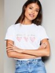 Lipsy White 100% Cotton Round Neck Wear It With Love T-Shirt - Image 1 of 1