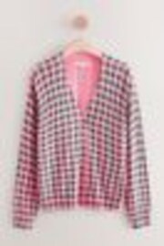 Розово-зеленый в клетку - Вязаный кардиган Soft Touch Button Up - Изображение 1 из 1