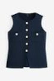 Blue Navy Smart Knitted Button Waistcoat Top - Image 1 of 1