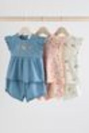 Pink/ White and Blue Horse Baby Frill T-Shirt and Shorts Set 6 Piece - Image 1 of 1