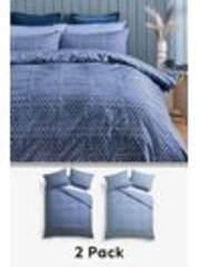 2 Pack Blue/White Reversible Duvet Cover and Pillowcase Set - Image 1 of 1