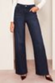 Friends Like These Dark Blue Petite Relaxed Wide Leg Jeans - Image 1 of 1