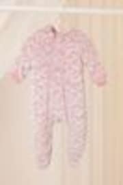 Lipsy Pink Leopard Print Baby Soft Touch Fleece Sleepsuit (0-24mths) - Image 1 of 1