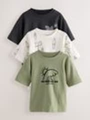 Mono/Khaki green Short Sleeve T-Shirts 3 Pack (3mths-7yrs) - Image 1 of 1