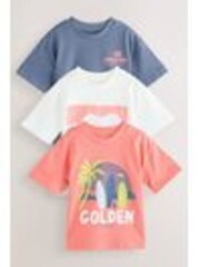 White Sunshine & Sea Short Sleeve T-Shirts 3 Pack (3mths-7yrs) - Image 1 of 1