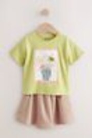 Green/Pink 100% Cotton T-Shirt and Skirt Set (3mths-7yrs) - Image 1 of 1