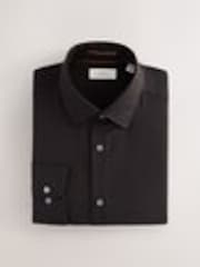 Black Regular Fit Signature 100% Cotton with Textured Smart Shirt - Image 1 of 1