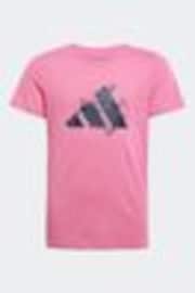 adidas Pink Flower Print Training Graphic T-Shirt - Image 1 of 1