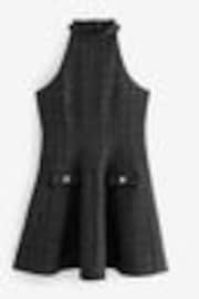 Black Check Bouclé Textured Halter Neck Mini Dress - Image 1 of 1